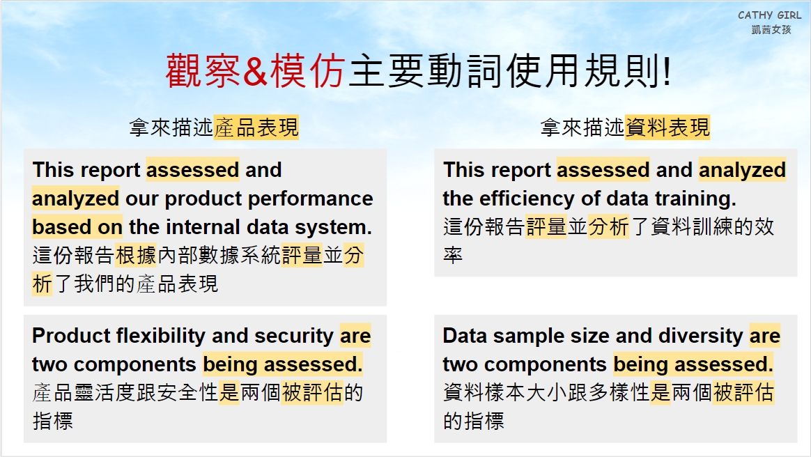 觀察並模仿主要動詞使用規則